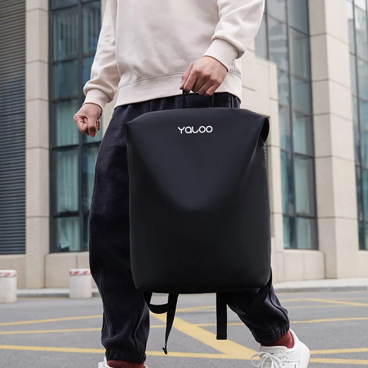 Yalu Nylon Backpack Regular Unisex Black/White/Yellow-1