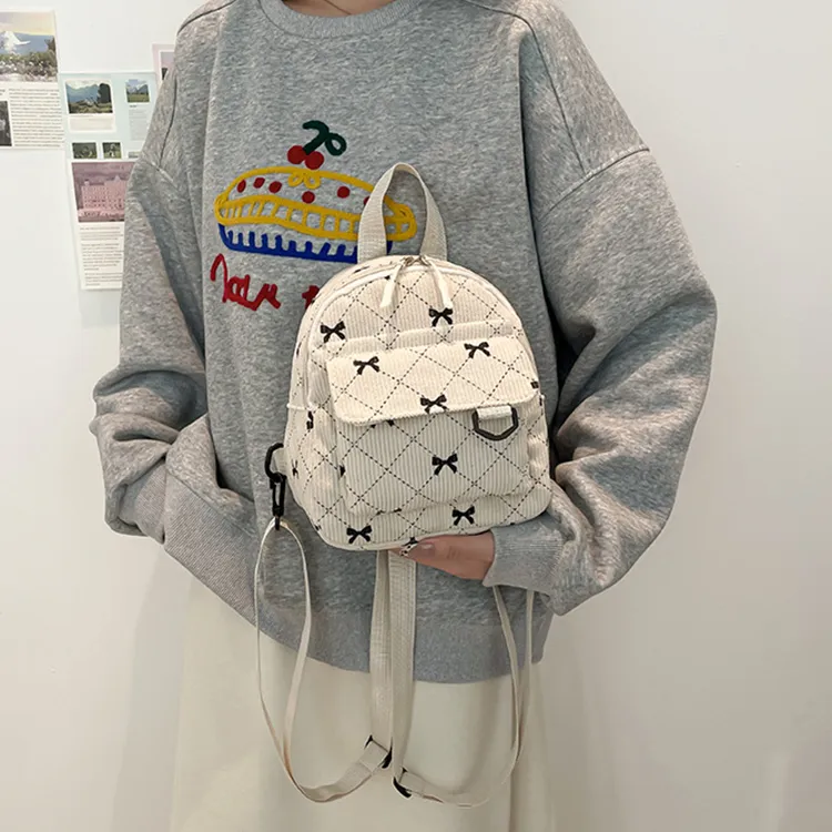 Yalu Nylon Backpack Regular Women's White/Pink/Brown/Gray/Blue-3