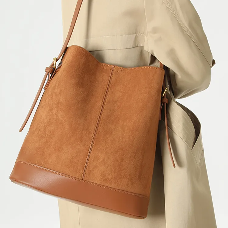 Yalu Polyester Bucket Bag, Shoulder Bag Women's Tea Umber/Honey Brown-1