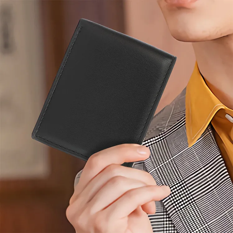 Yalu PU Wallet Regular Men's Black/Carbon Fiber Pattern-3