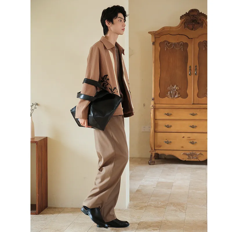 SAME FLOW Jackets Coats Unisex Fallen Leaves Brown-5