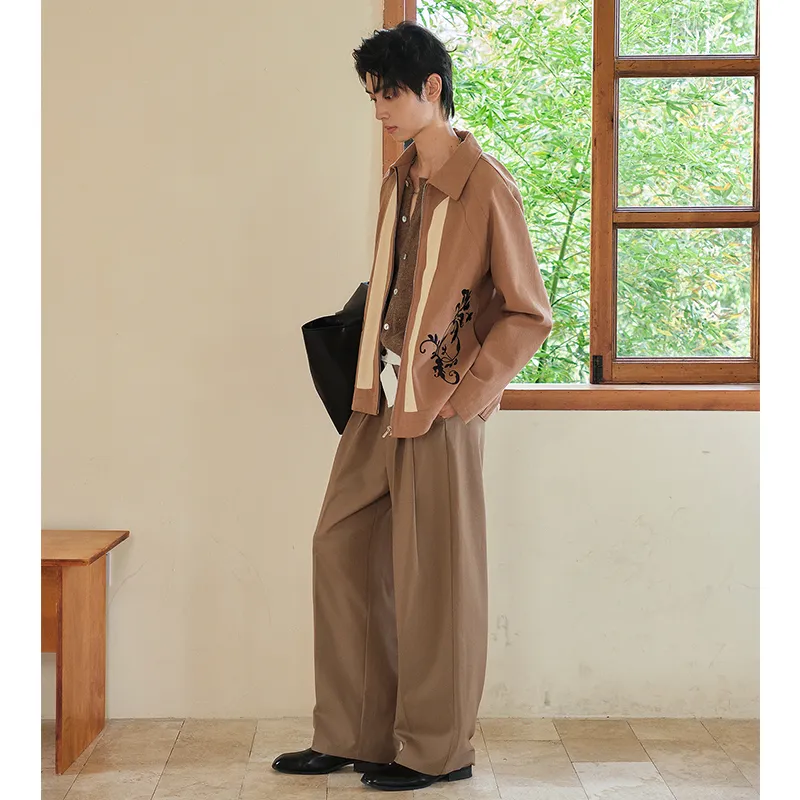 SAME FLOW Jackets Coats Unisex Fallen Leaves Brown-2