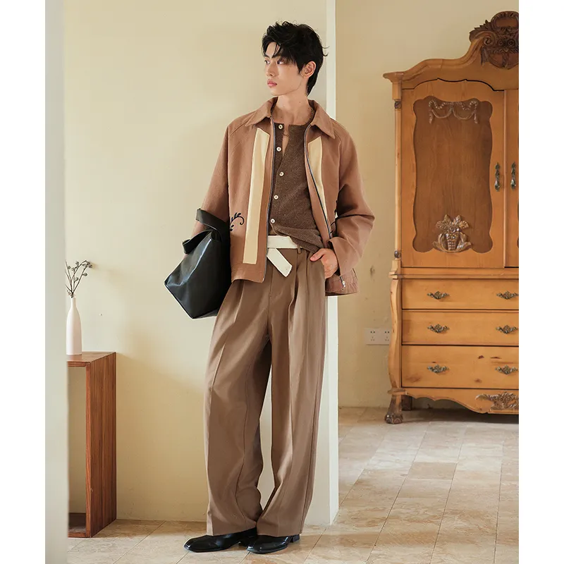 SAME FLOW Jackets Coats Unisex Fallen Leaves Brown-4