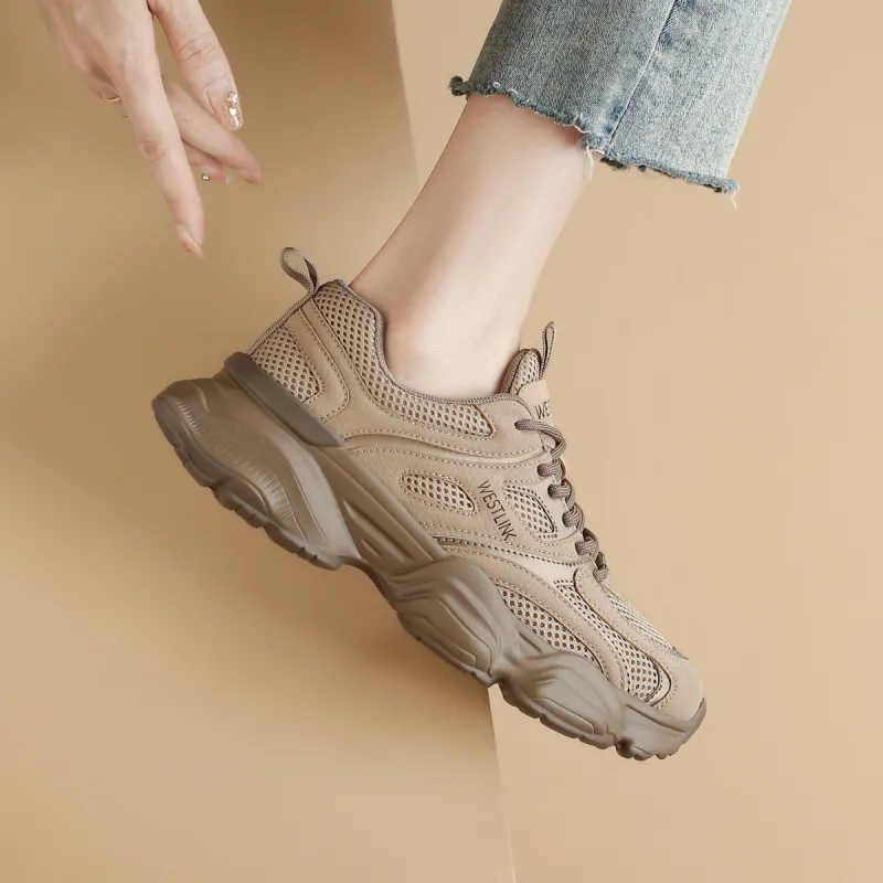 WESTLINK Breathable Height Increasing Low-Top Chunky Sneakers Women's-10