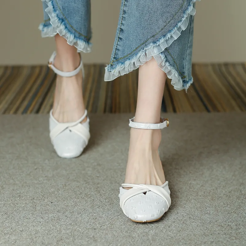WESTLINK Block Heel High Heels Women's Beige-3
