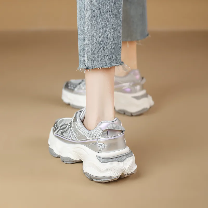 WESTLINK Breathable Lightweight Height Increasing Low Top Chunky Sneakers Women's-2
