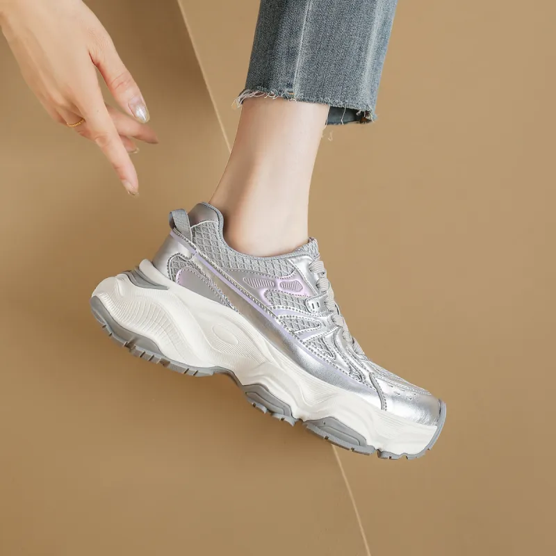 WESTLINK Breathable Lightweight Height Increasing Low Top Chunky Sneakers Women's-3