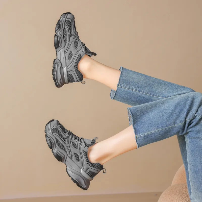 WESTLINK Breathable Height Increasing Low-Top Chunky Sneakers Women's-4
