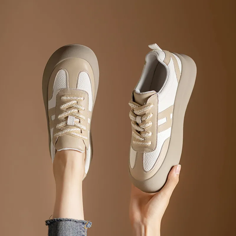 WESTLINK Lightweight Anti Slip Low Top Skateboard Shoes Women's Ecru Apricot-1