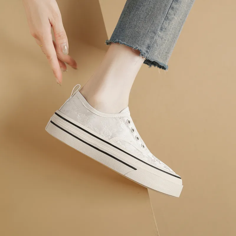 WESTLINK Anti Slip Wear Resistant Low Top Skateboard Shoes Women's Beige-1