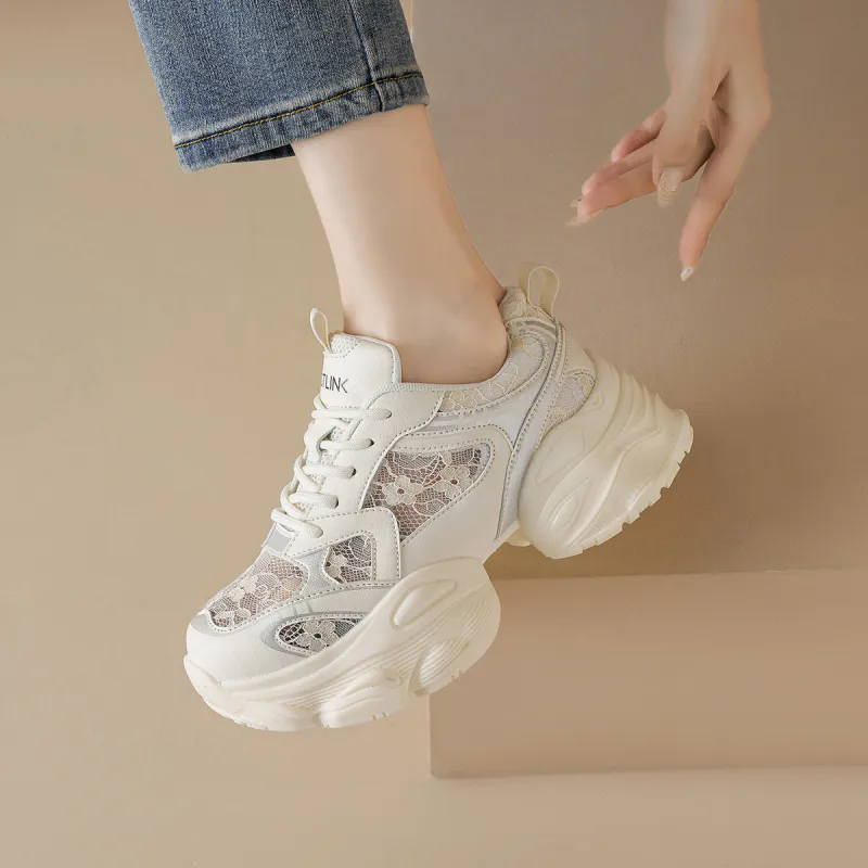 WESTLINK Low Top Chunky Sneakers Women's Beige/Silver-1