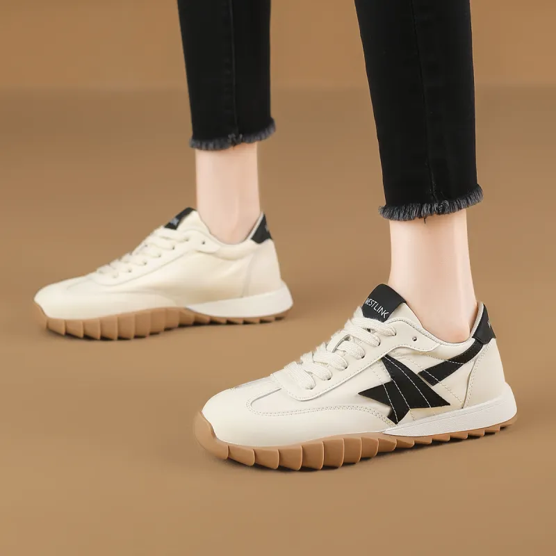 WESTLINK Breathable Lightweight Low-Top Casual Shoes Women's Beige/Black-5