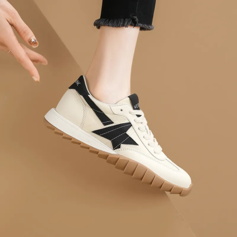 WESTLINK Breathable Lightweight Low-Top Casual Shoes Women's Beige/Black-4