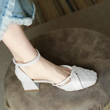 WESTLINK Block Heel High Heels Women's Beige
