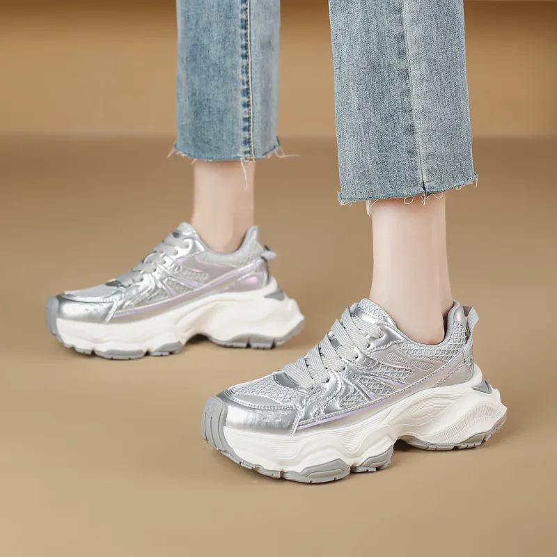 WESTLINK Breathable Lightweight Height Increasing Low Top Chunky Sneakers Women's-1