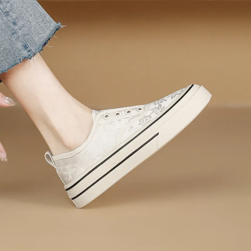 WESTLINK Anti Slip Wear Resistant Low Top Skateboard Shoes Women's Beige-5