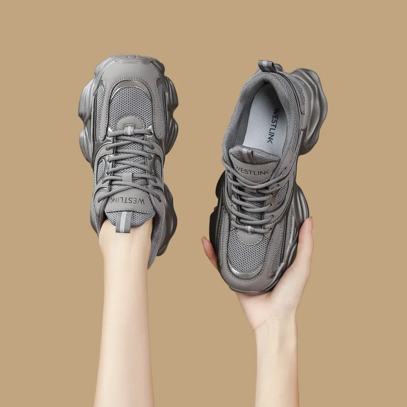 WESTLINK Breathable Height Increasing Low-Top Chunky Sneakers Women's-20