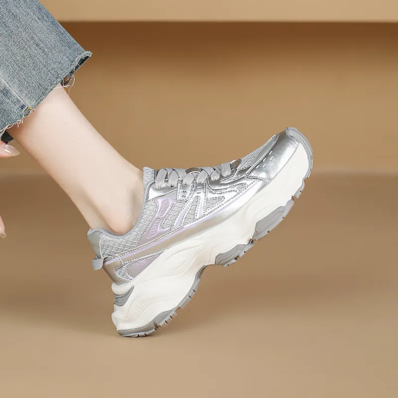 WESTLINK Breathable Lightweight Height Increasing Low Top Chunky Sneakers Women's-4