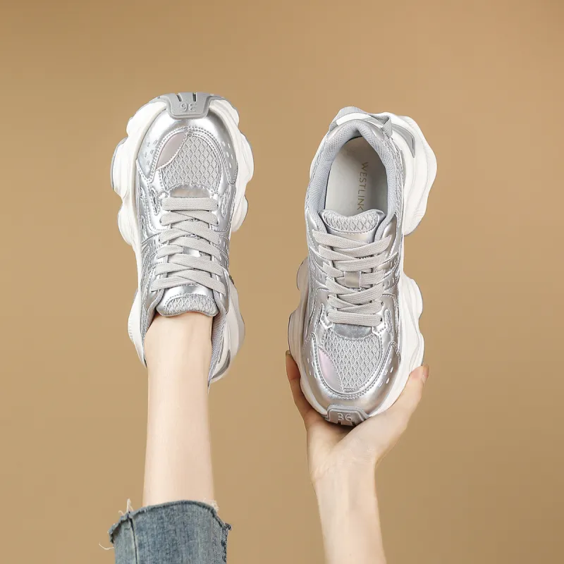 WESTLINK Breathable Lightweight Height Increasing Low Top Chunky Sneakers Women's-5