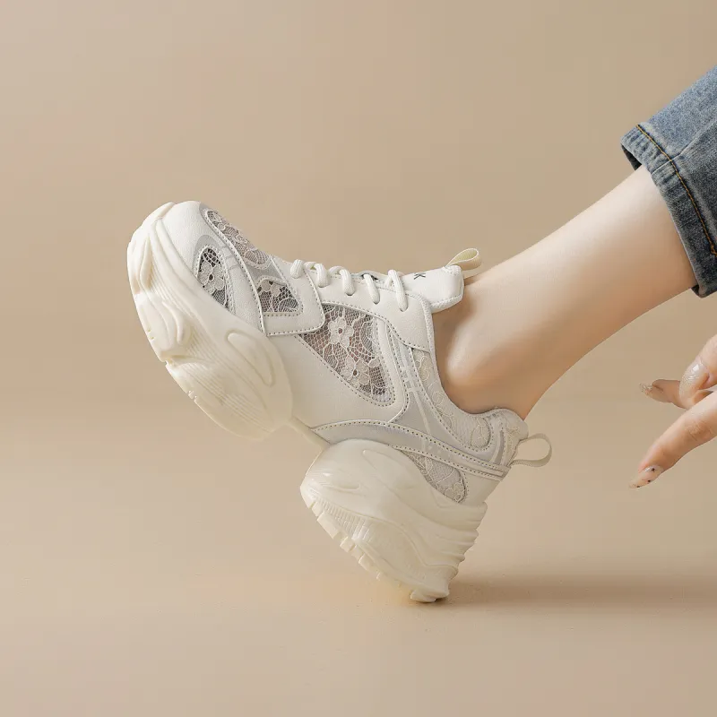 WESTLINK Low Top Chunky Sneakers Women's Beige/Silver-2