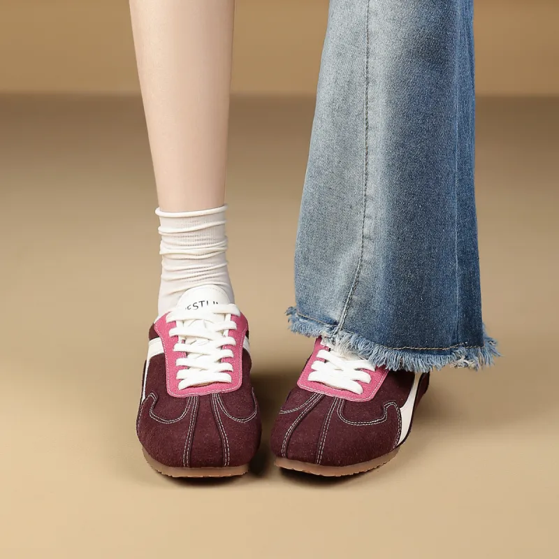 WESTLINK Breathable Lightweight Height Increasing Low Top Casual Shoes Women's Burgundy-4