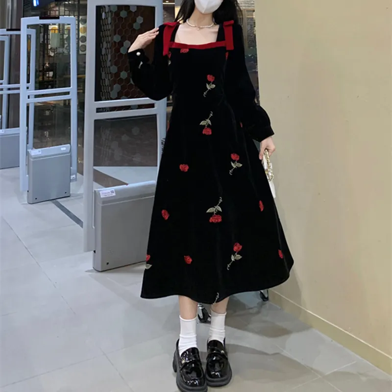 GULIANFEI Long Sleeved Dresses Women's Black-1