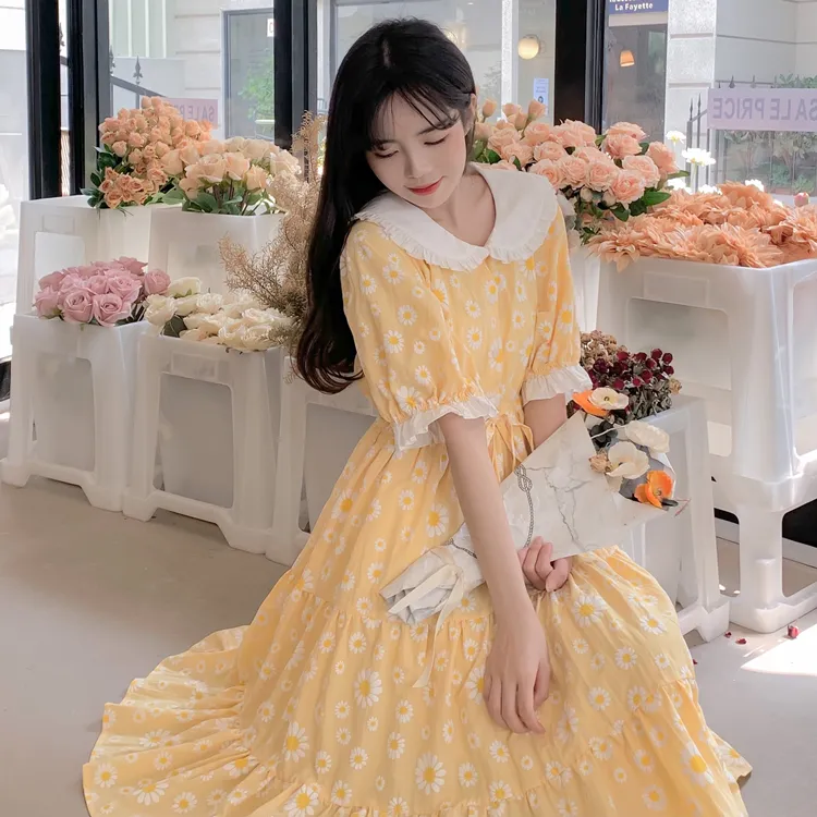 GULIANFEI Short Sleeved Dress Women's Lemon-3