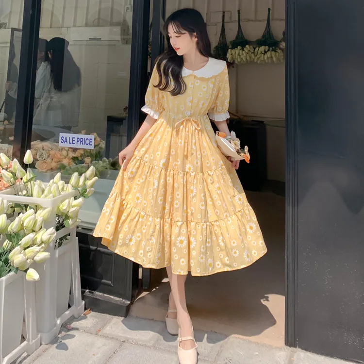 GULIANFEI Short Sleeved Dress Women's Lemon-2