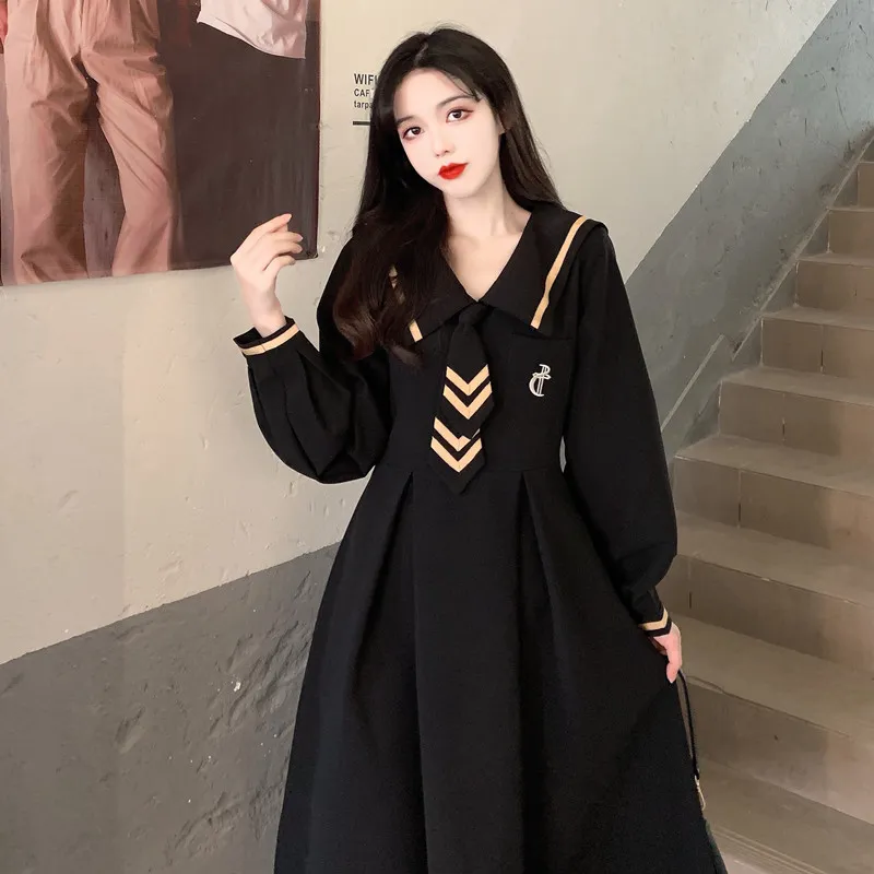 GULIANFEI Long Sleeved Dresses Women's Black-2