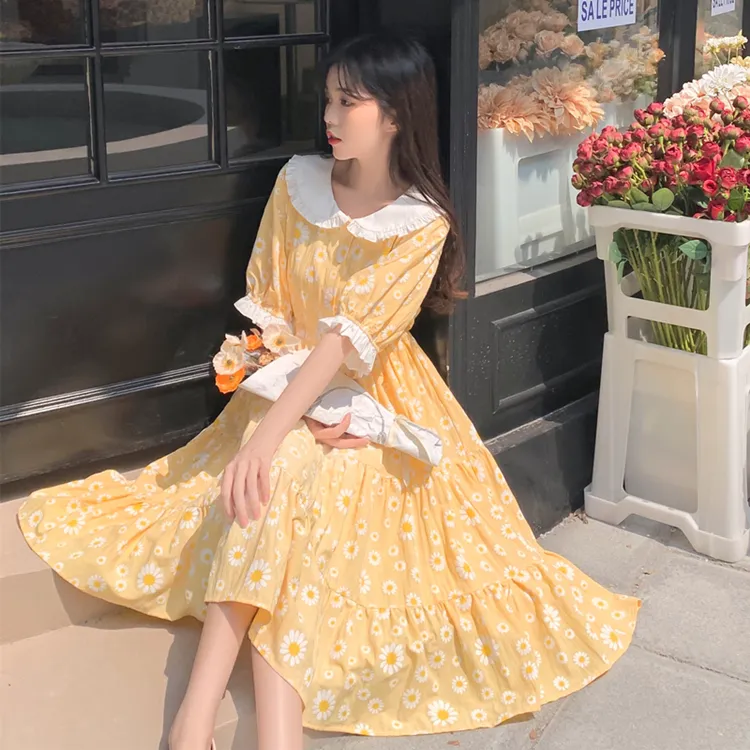 GULIANFEI Short Sleeved Dress Women's Lemon-5