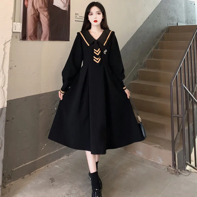 GULIANFEI Long Sleeved Dresses Women's Black-3