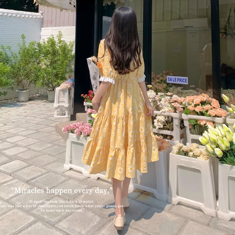 GULIANFEI Short Sleeved Dress Women's Lemon-7