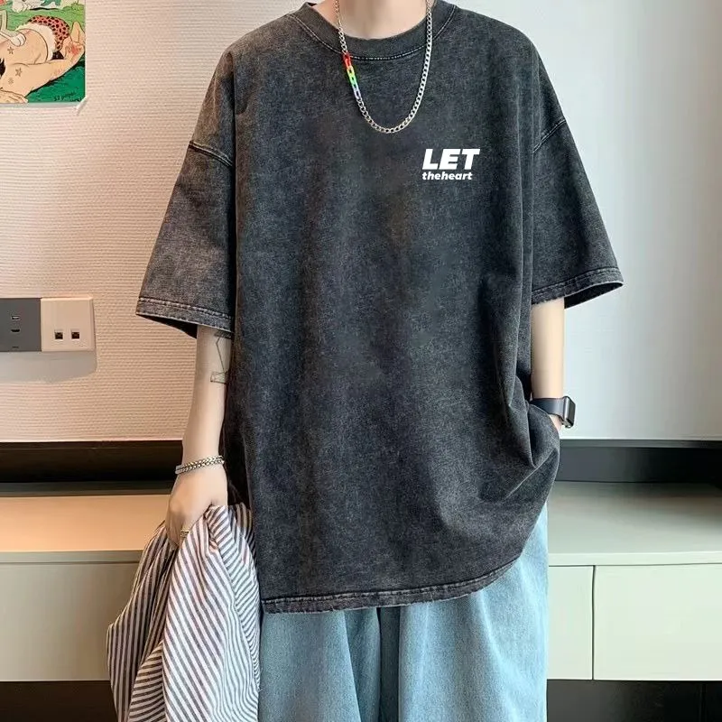 TONYBEAR Casual Minimalist Style Fashion Niche Loose Fit Premium Texture Short Sleeved Top Men's-1