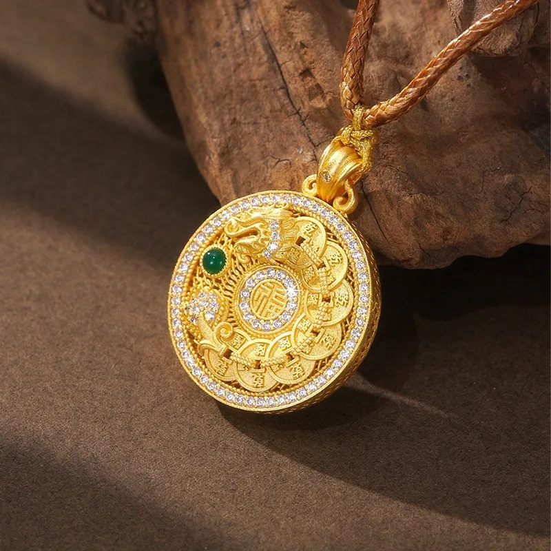 I Do S925 Silver Necklace Ba Bao Luo Pan Fortune And Wealth Auspicious And Smooth Fortune And Wealth Women's-4