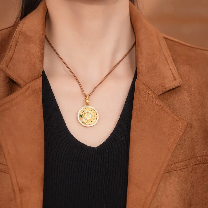 I Do S925 Silver Necklace Ba Bao Luo Pan Fortune And Wealth Auspicious And Smooth Fortune And Wealth Women's-2
