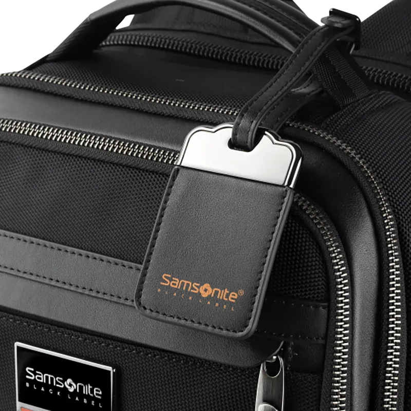 SAMSONITE Antibacterial Fabric Cow Leather Patchwork Student Travel Backpack Regular Unisex Black-7