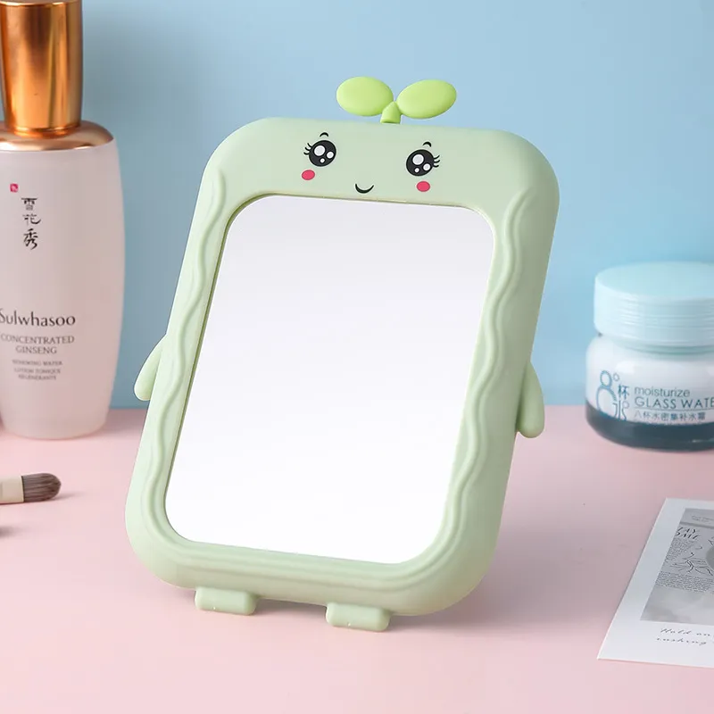 XIAOLITONGXUE Cute Grass Doll HD Makeup Mirror Portable Desktop Bedroom Home Mirror-1