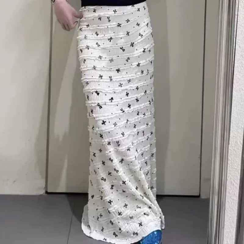 ABBY GODDESS Casual Long Skirt Women's White-2