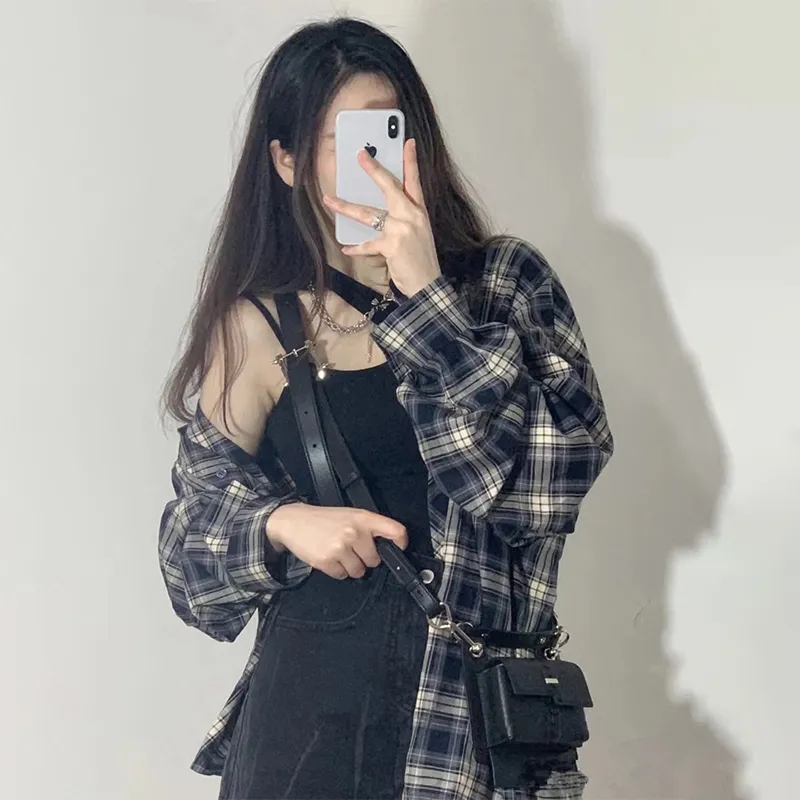 ABBY GODDESS Lazy Thin Shirt Coat Plaid Sun Protection Shirt For Women's Women's-4