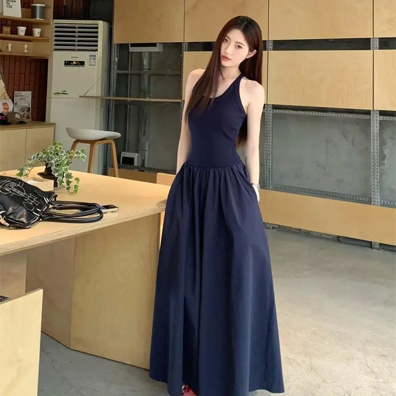 ABBY GODDESS Slip Dress Women's Navy Blue-4