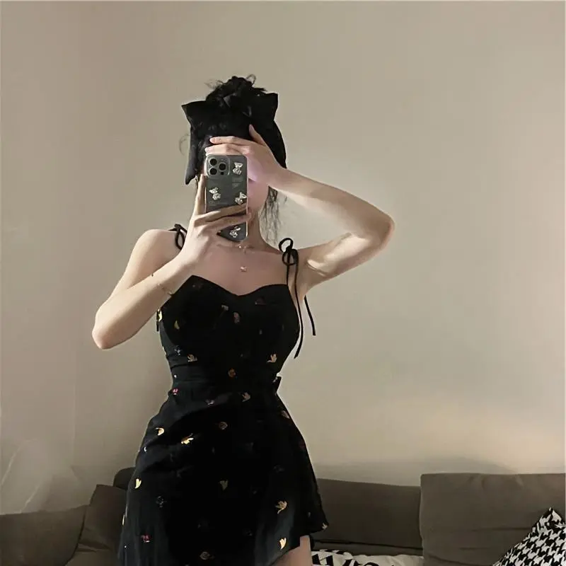 ABBY GODDESS Slip Dress Women's Black-5