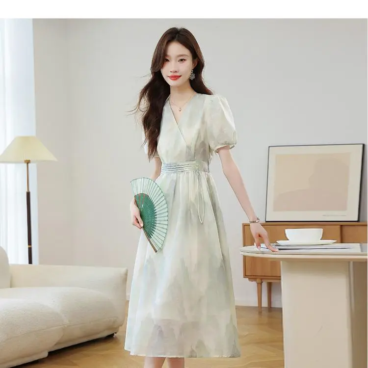 ABBY GODDESS Short Sleeved Dress Women's Light Green-3