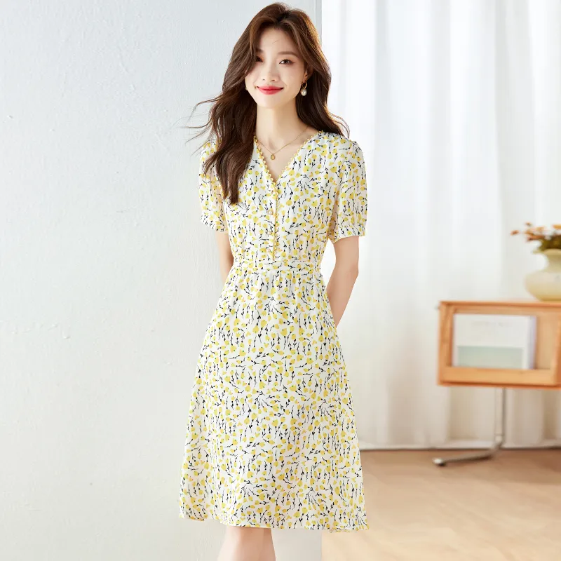 ABBY GODDESS Short Sleeved Dress Women's Light Yellow-3