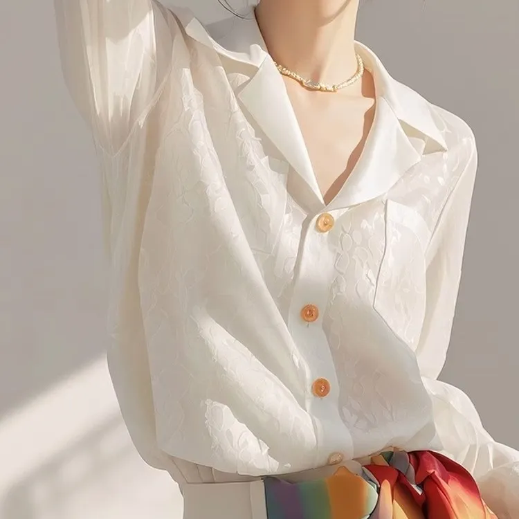 ABBY GODDESS French Elegance Long Sleeved Shirt Women's White-4