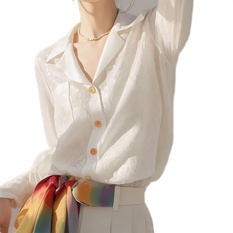 ABBY GODDESS French Elegance Long Sleeved Shirt Women's White-1