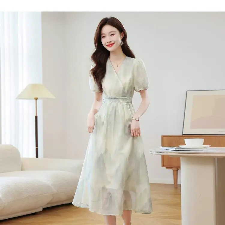 ABBY GODDESS Short Sleeved Dress Women's Light Green-2