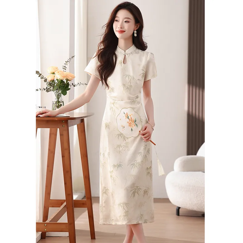 ABBY GODDESS Short Sleeved Dresses Women's Apricot-4
