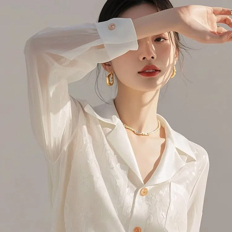 ABBY GODDESS French Elegance Long Sleeved Shirt Women's White-2