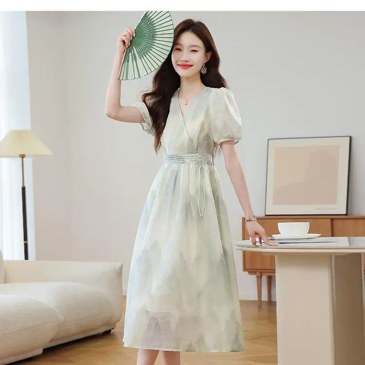 ABBY GODDESS Short Sleeved Dress Women's Light Green-5