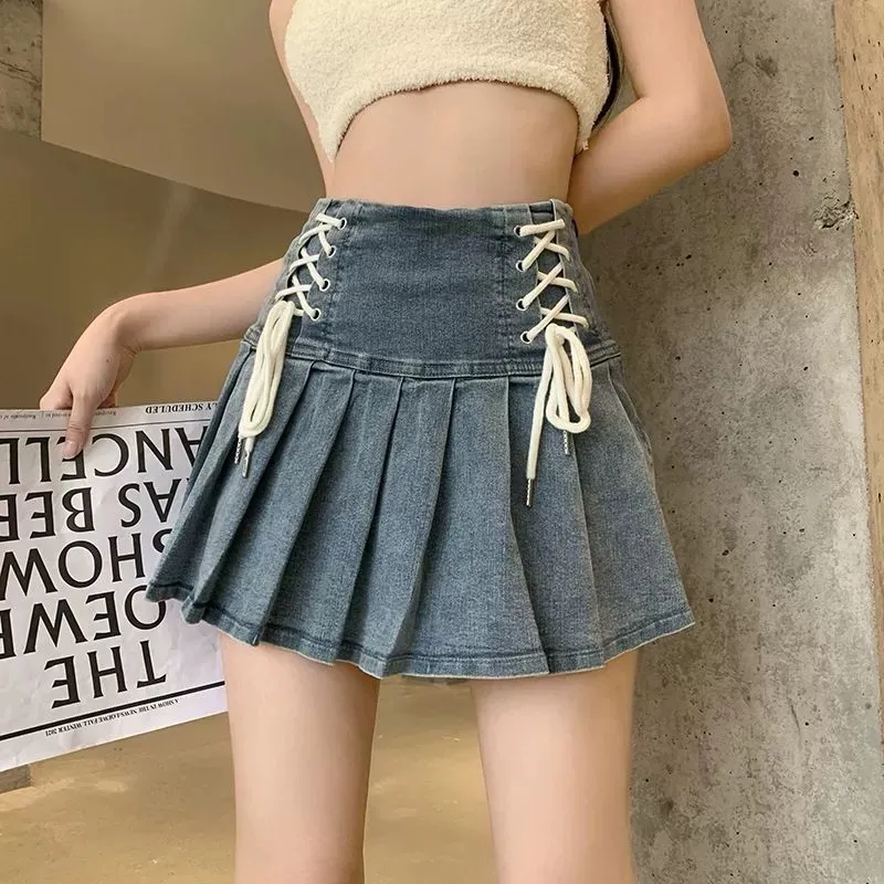 ABBY GODDESS Denim Short Skirts Women's Blue-3